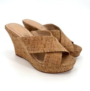 Like New! Criss Cross Cork Wedge Sandals "Latrice" - Charles By Charles David